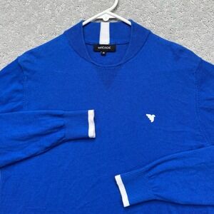 Macade Sweater Mens Medium Royal Blue Cotton Cashmere Blend Crewneck Golf Sporty